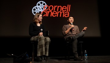 Director David Siev speaks at Cornell Cinema