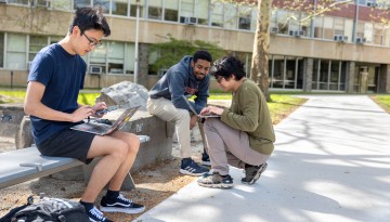Students work on the Engineering Quad.