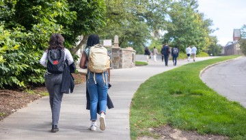 Students head to campus along College Avenue.