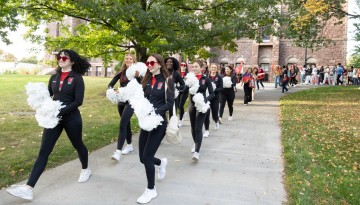 Students participate in the Spirit Week Parade and Plaza Party, which started at White Hall on the Arts Quad and ended on Ho Plaza.