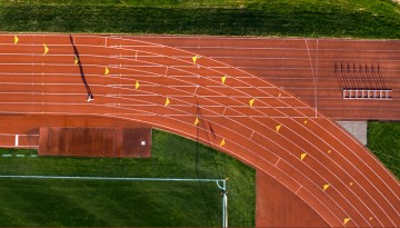 Aerial view of track practice.