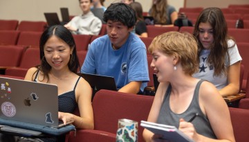 Students work in a group in Kennedy Hall.