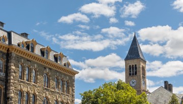McGraw Tower emerges from a blanket of scaffolding following a long construction project.