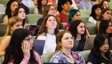 Students attend their first day of domestic animal biology class in Morrison Hall.