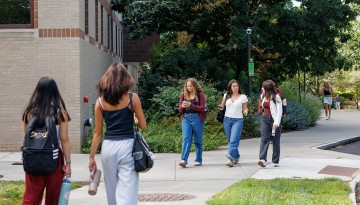 Students head to morning class on the first day of fall semester.