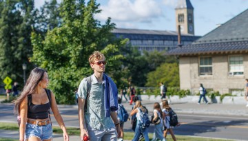 Students head to morning class on the first day of fall semester.
