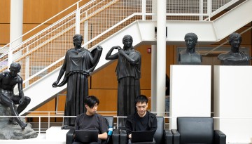 Students attend the first day of classes for the fall semester.