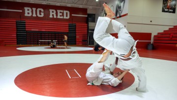 Cornell Judo Club practices in Friedman Wrestling Center.