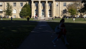 Afternoon sun hits the west side of Goldwin Smith Hall.