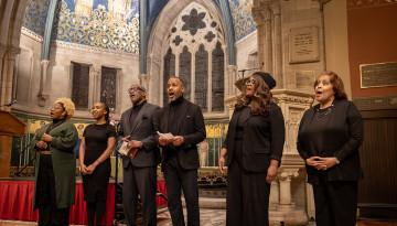 Singers from Cornell, Ithaca College and Calvary Baptist Church perform before the Martin Luther King Jr. Commemorative Lecture in Sage Chapel.