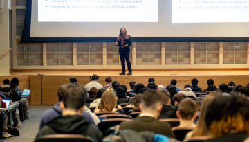 Class in session in Statler Hall.