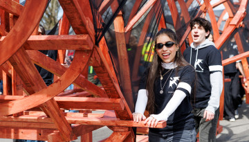 Two AAP students steering the dragon. 