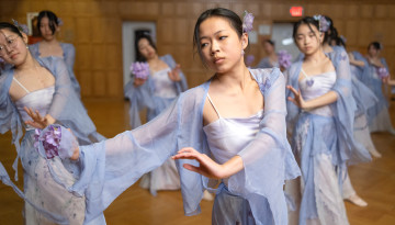 Illuminations dance group rehearses in Willard Straight Hall.