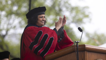 Provost Kavita Bala clapping. 