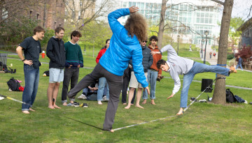 Cornell Slackers student group holds Slackfest on the Arts Quad.
