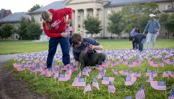 An Arts Quad display honoring the anniversary of Sept. 11, 2001.