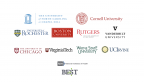 Logos of institutions affiliated with PLOS Bio paper: The University of North Carolina at Chapel Hill, Cornell University, University of Rochester, Boston University, Rutgers University, Vanderbilt University, the University of Chicago, Virginia Tech, Wayne State University, UC Irvine, National Institutes of Health and BEST