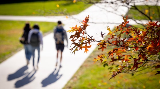 Students cross the Engineering Quad after morning classes.